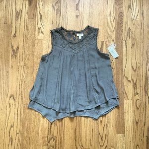 NWT, Style & Co, Sleeveless top, Olive green PL